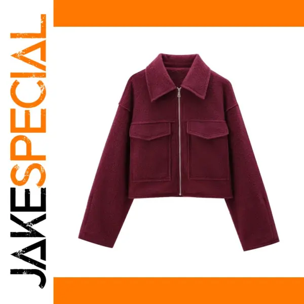 Women’s Vintage Cropped Jacket with Pockets