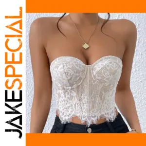 Lace Floral Strapless Crop Top for Women