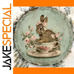 Country Style Wooden Wall Wreath with Rabbit Pattern