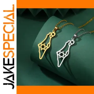 Star of David Israel Map Pendant Necklace