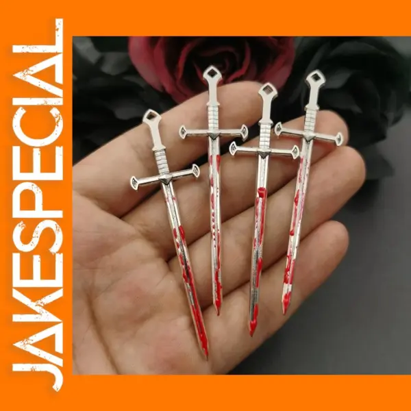 4pcs Gothic Blood Sword Charms for DIY Jewelry