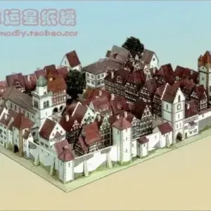 Town Scene Buildings 3D Paper Model Kit 16 3c2b8e57 upscaled
