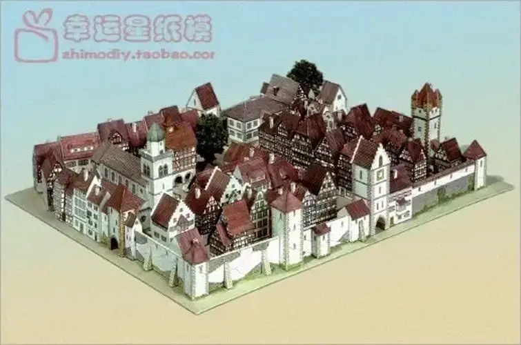 Town Scene Buildings 3D Paper Model Kit 8 Town Scene Buildings 3D Paper Model Kit - Image 8