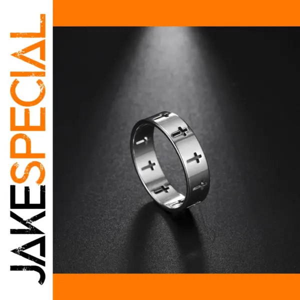 Hollow Cross Stainless Steel Couples Ring