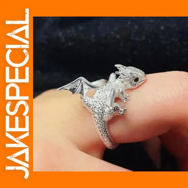 Vintage Dark Dragon Punk Ring for Adults