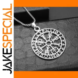 Vintage Nordic Rune Compass Necklace AL18514