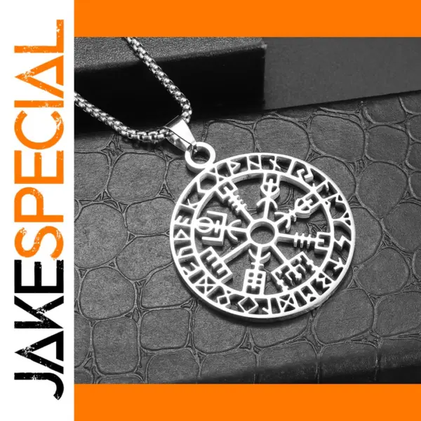 Vintage Nordic Rune Compass Necklace AL18514
