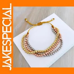 Waterproof 18K Gold Plated Beaded Bracelet