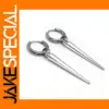 Silver Gothic Spike Hoop Dangle Earrings Set