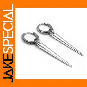 Silver Gothic Spike Hoop Dangle Earrings Set