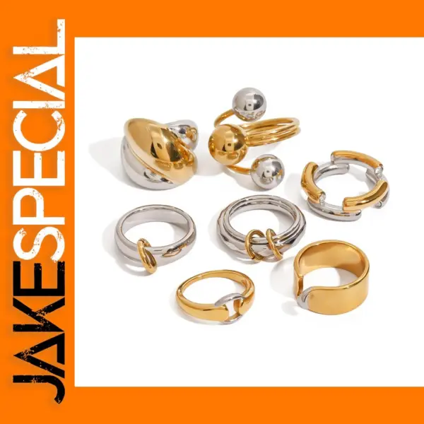 Gold and Silver Geometric Open Ring