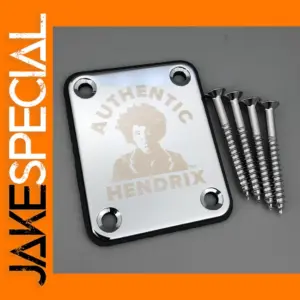 Jimi Hendrix Chrome Guitar Neck Plate with Screws