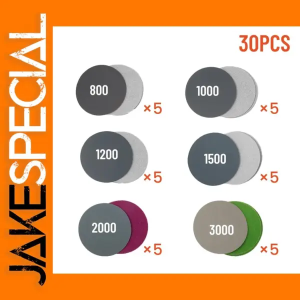 30pcs 3inch Sanding Discs 800-3000 Grit Set