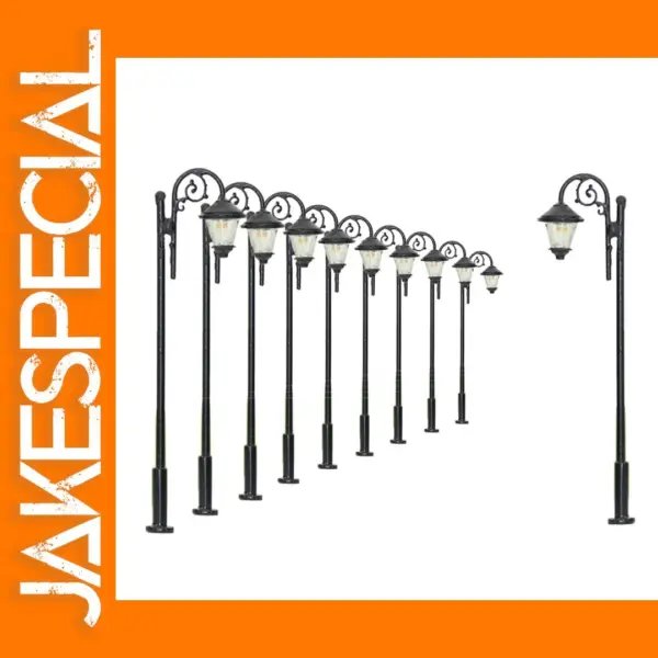 10pcs HO Scale Warm White LED Street Lamps