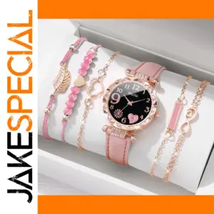 6PCS Heart Dial Women's Watch and Bracelets Set