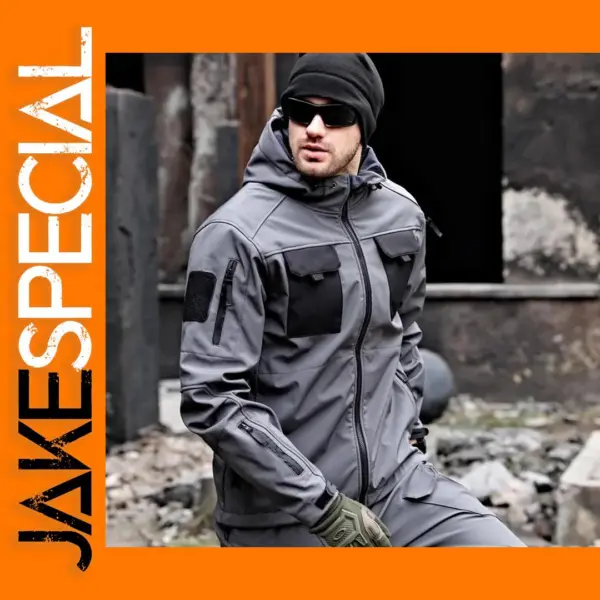 Men's Tactical Hooded Fleece Jacket Waterproof