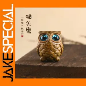 Sandalwood Owl Figurine Keychain Necklace Pendant