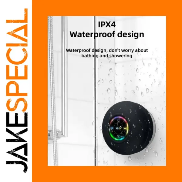 Portable Waterproof Bluetooth Shower Speaker with LED Lights