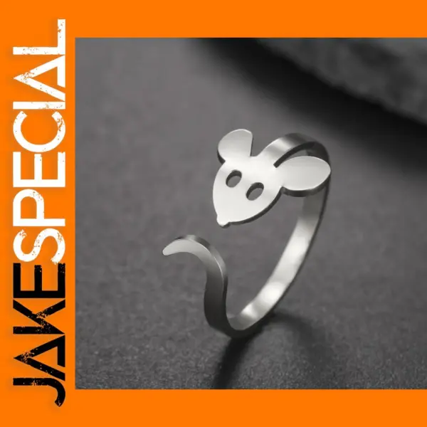 Mouse Adjustable Stainless Steel Ring for Women