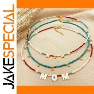 MOM Pendant Necklace with Miyuki Beads