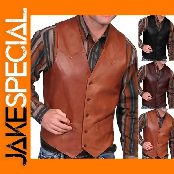 Men's Plus Size Vintage Leather Vest S-5XL