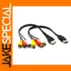 USB Male to 3 RCA Female Audio Video Adapter