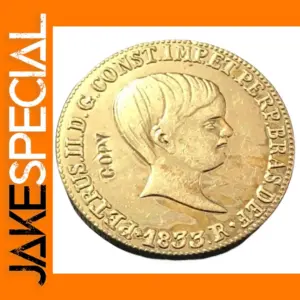 1833-R Brazil 4000 Reis Gold Plated Coin