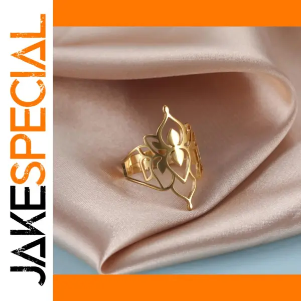 Lotus Flower Stainless Steel Adjustable Ring