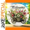 7.9-Inch Wooden Welcome Sign with Floral Pattern