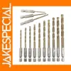 13pc Titanium Plated Twist Drill Bit Set