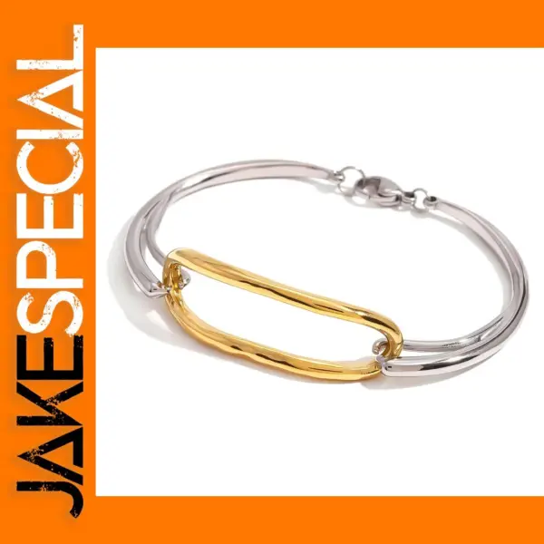 Geometric 18K Gold Stainless Steel Bangle
