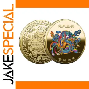 Lucky Dragon and Phoenix Gold Coin Decor