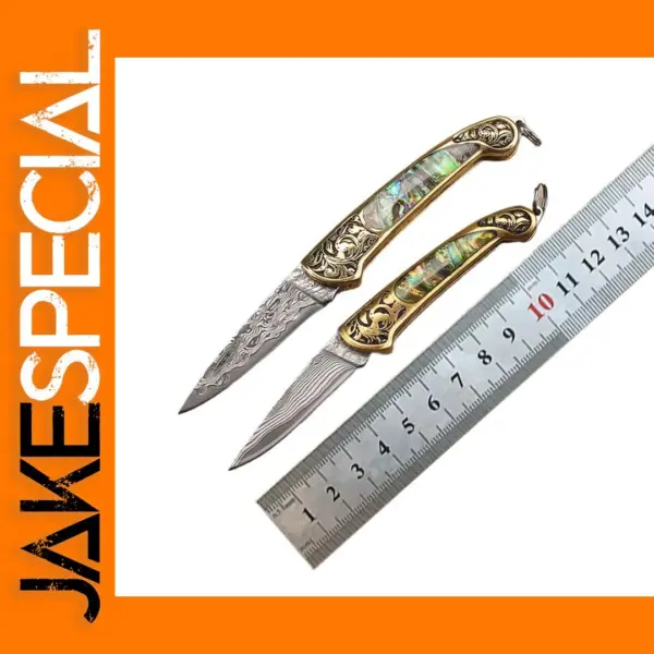 Damascus Steel Mini Folding Knife for Outdoors