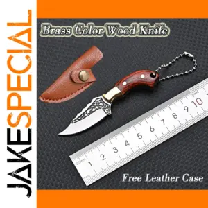 Mini Portable Brass Color Wood Folding Knife