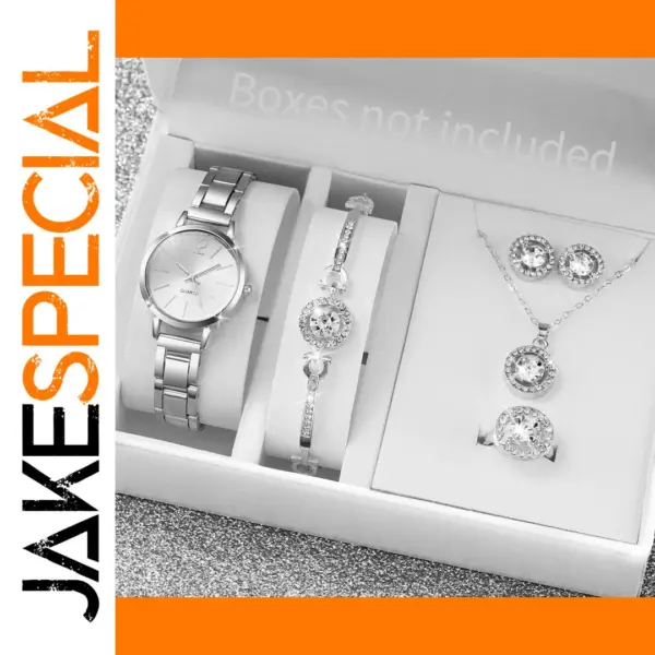 6PCS Women's Fashion Jewelry Set with Watch