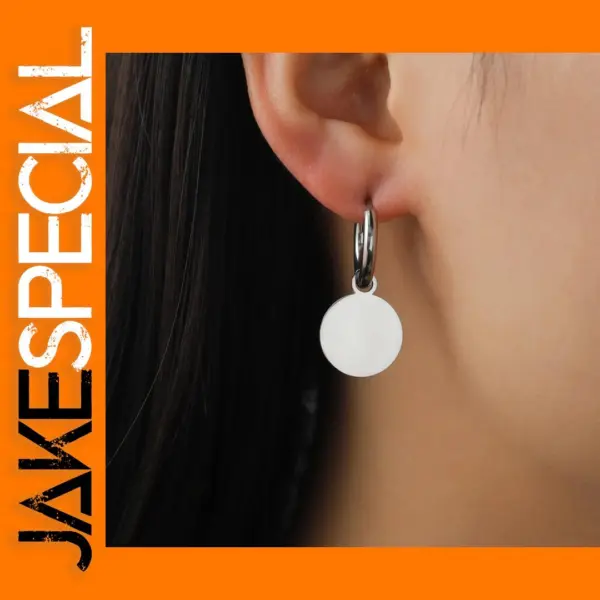 Round Stainless Steel Drop Earrings for Women