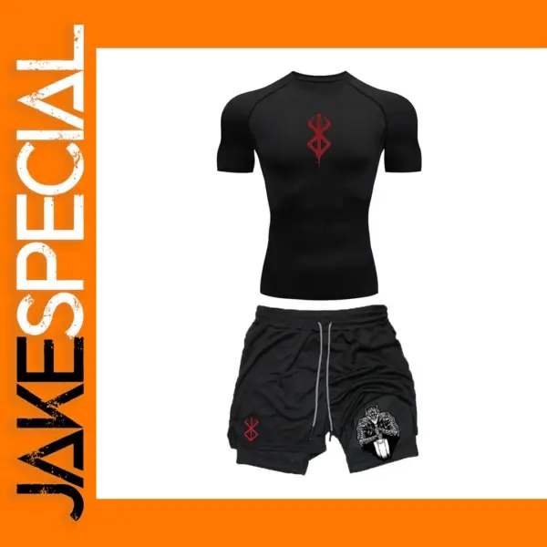 Men's Printed Gym Top and Shorts Set