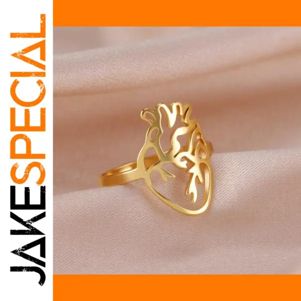 Anatomical Heart Stainless Steel Ring for Women