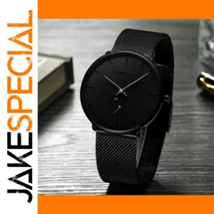 Ultra Thin Black Stainless Steel Watch