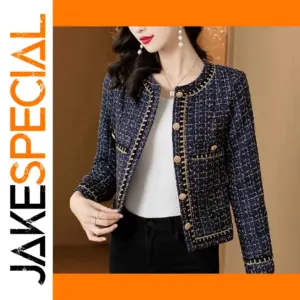 Plaid Tweed Jacket Coat for Women
