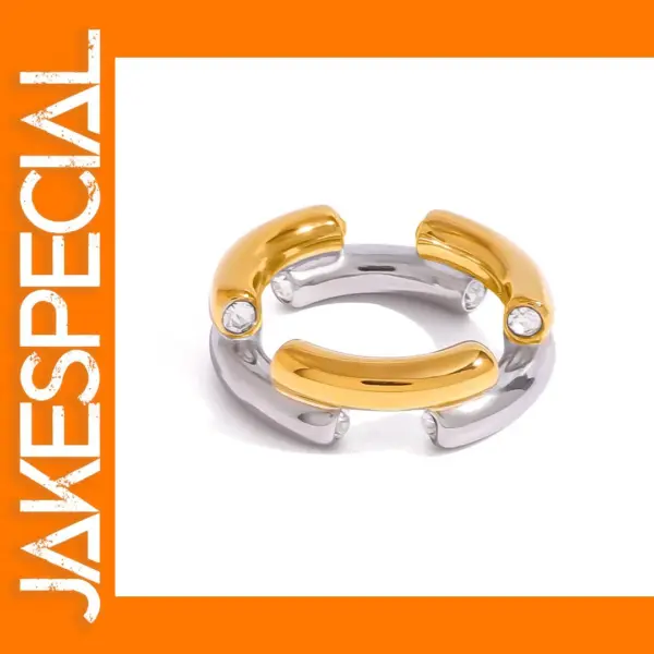 Trendy Geometric Stainless Steel Ring Set