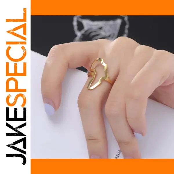 Africa Map Stainless Steel Open Rings