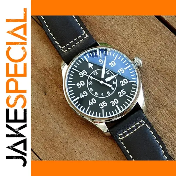 Vintage Pilot Quartz Watch for Men 44mm Sapphire