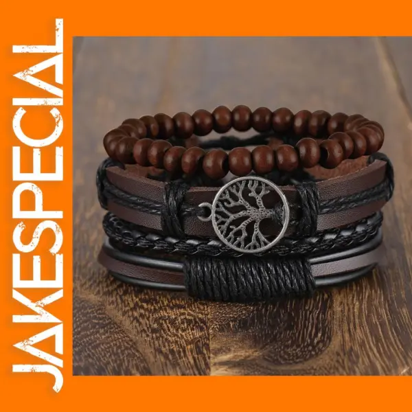 Braided Leather Bracelets Set for Men