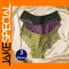 3PCS Women's Silk Satin Lace Briefs Set