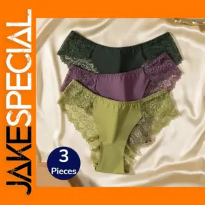3PCS Women's Silk Satin Lace Briefs Set