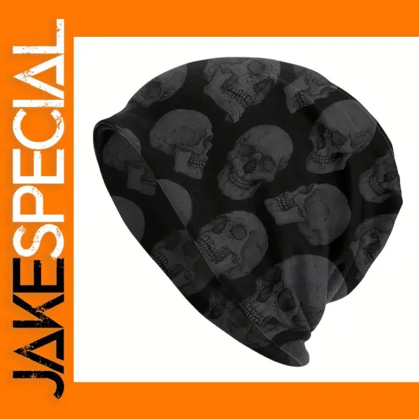 Skull Pattern Slouchy Beanie Hat for Adults