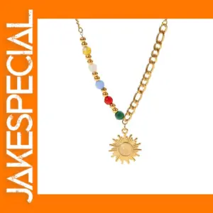 Golden Geometric Stone Pendant Necklace