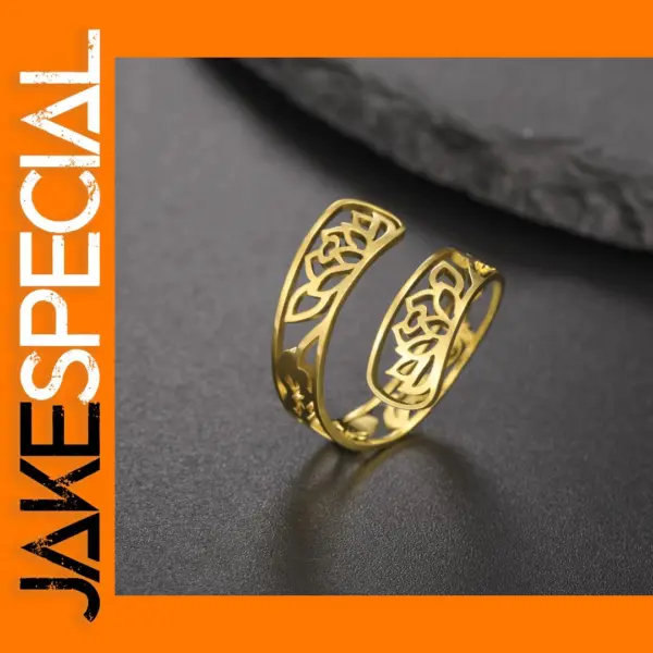 Lotus Flower Adjustable Stainless Steel Ring