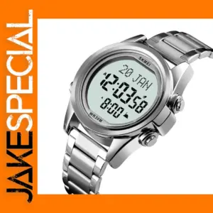 Digital Azan Watch with Qibla Compass for Men